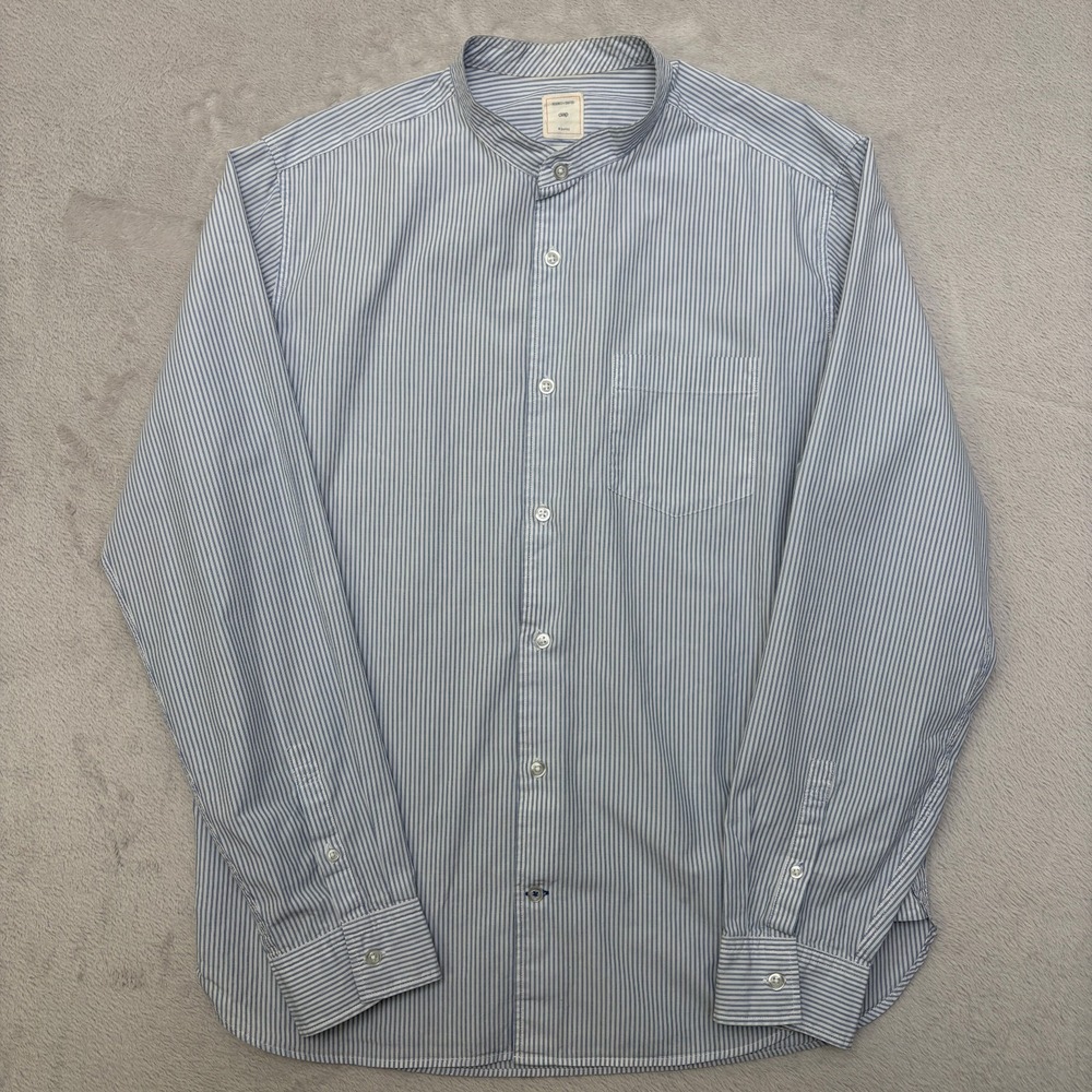 Gap Lightweight Band Collar University Stripe Button Up Large mandarin